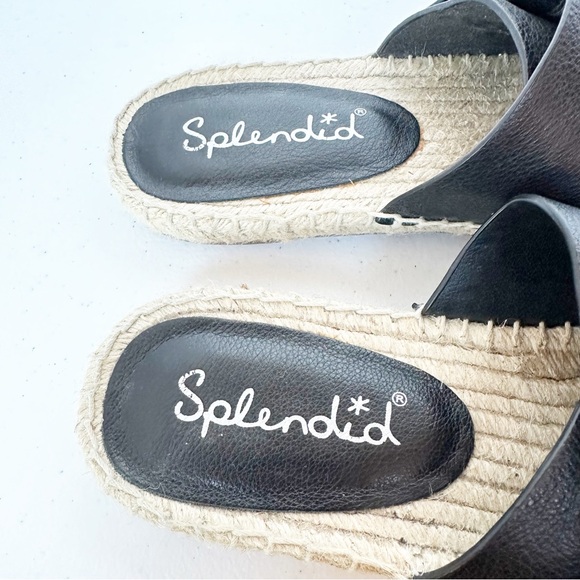Splendid Black Blake Buckle Strap Leather Espadrille Sandals 8.5 - Picture 6 of 7